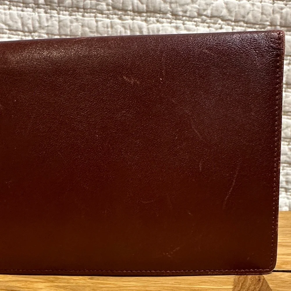 Cartier Paris Vintage Burgundy Leather Fold-over Bifold Organizer Wallet